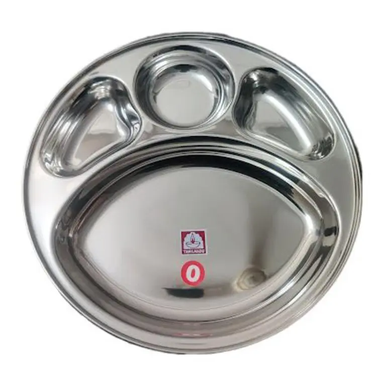 Stainless steel round divided dinner plate 4 clearance sections