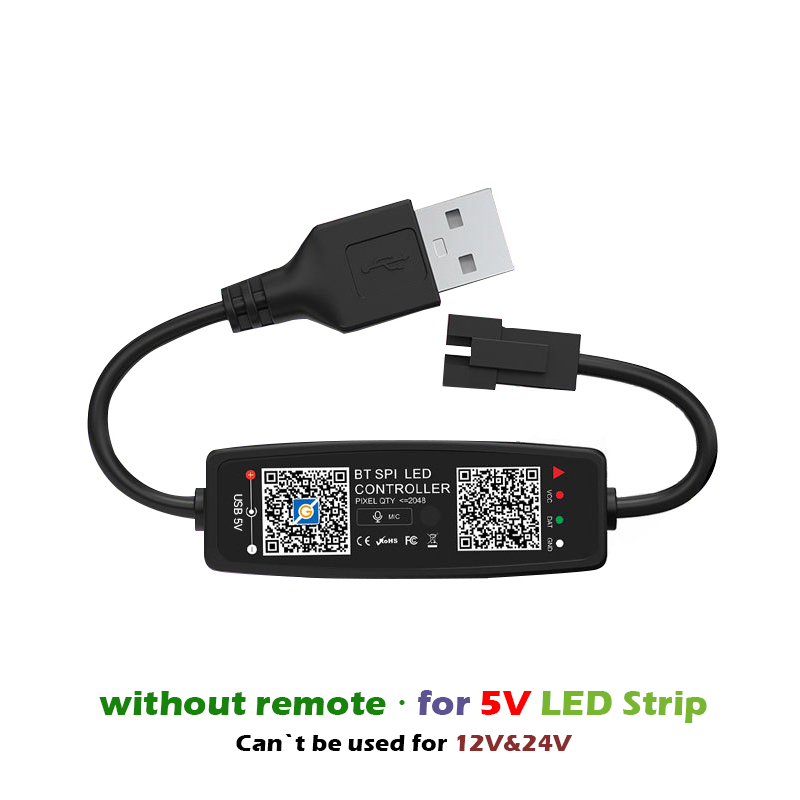 WS2812B Controller Bluetooth Music APP Control for Pixel LED Strip Light SK6812 WS2811 WS2812 Tape Lights USB 5V Remote Control. 