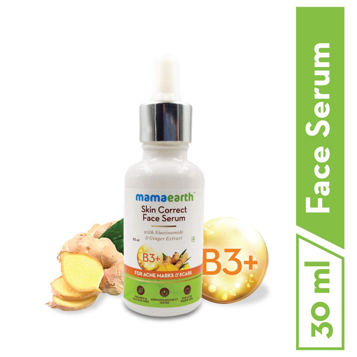 Mamaearth Skin Correct Face Serum with Niacinamide and Ginger Extract for Acne Marks & Scars - 30 ml. 