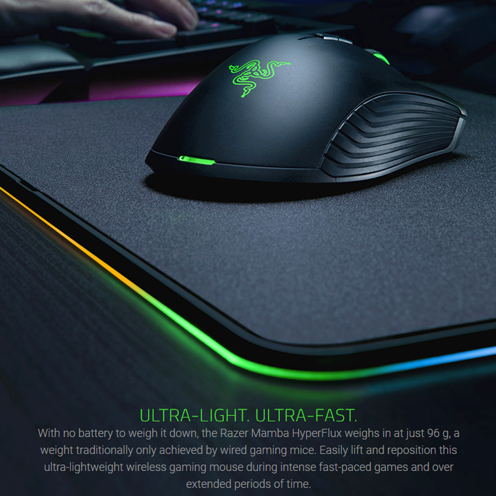 Razer Mamba Hyperflux Wireless Gaming Mouse 16000 DPI 5G Optical Sensor 450 IPS + Firefly Hyperflux Mouse Pad Mat Suit Wireless Power. 