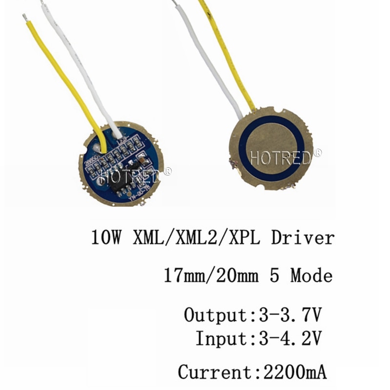 【Alizeker Mall】1-10PCS cree xml led T6 U2 driver 17mm 20mm 2.7-4.2V 2-2.2A 5-Mode LED for CREE XML LED Emitter. 