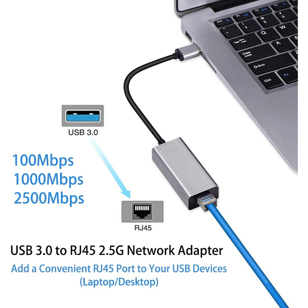 Nku 2.5Gbps RTL8156B USB 3.0 Network Card 2500Mbps USB to RJ45 Ethernet Adapter LAN Cable Free Driver for Windows7/8/10 MacOS PC. 