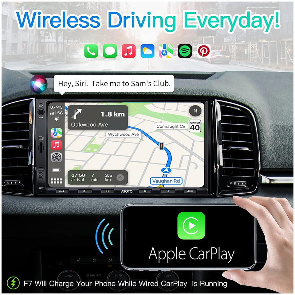ATOTO F7WE 7 Double Din Car Multimedia Player Wireless Carplay Screen Display Android Auto Bluetooth Radio 2 Din Car Play Stereo. 