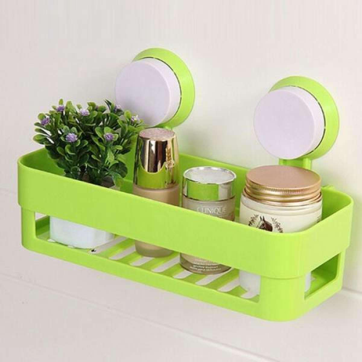 Home Wall-mounted Plastic Suction Cup Bathroom Storage Rack Shelf Kitchen Holder