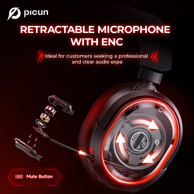 5 Phone Switch PS4 PS for PC Microphone, Suitable for ms Low Latency Bluetooth Headset 5 Wireless Gaming Headset Picun UG-08S 2.4G 7.1 Surround Sound ENC. 