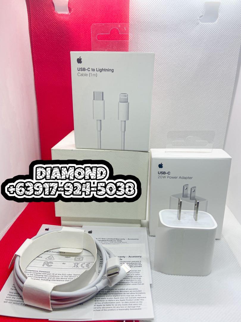 For iPhone Charger 20 watts adapter and Usb c to Lightning cable. 
