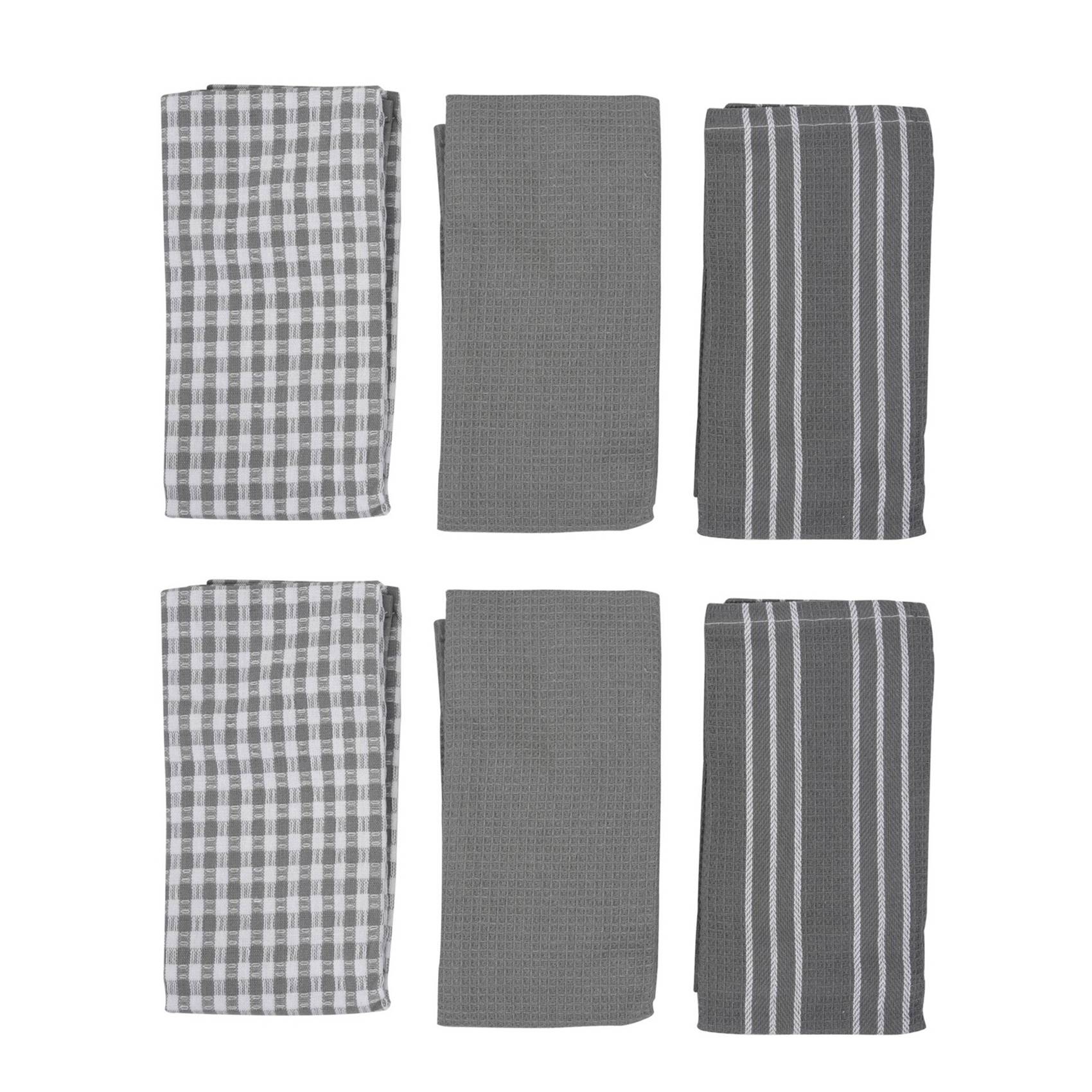 6x Classic Kitchen Towels, Natural Cotton, The Tea Towels, Dish Cloth, Absorbent and Lint-Free ...
