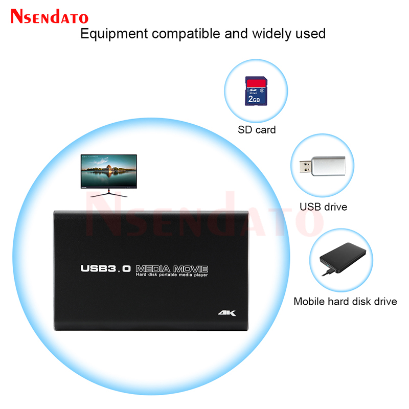 4K Full HD H.265 MKV USD3.0 HDD Media Player Center with Auto Play For USB OTG SD AV TV AVI RMVB RM PPT SPDIF USB Hard Drives. 