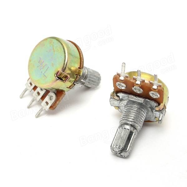 2Pcs- 3 Pin 100K Potentiometer Panel Mount 100K Ohm 1/2 Watt 3 Terminal Leads Single Gang Linear Taper Rotary Potentiometer 100K Ohm Adjustable Variable Resistor Volume Pot. 