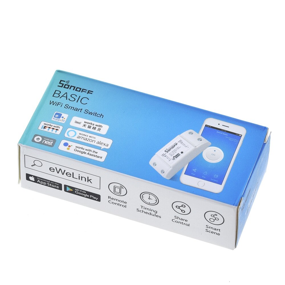 【happy one】Itead Sonoff Smart Switch DIY Smart Remote Switch Domotica Wifi Light Smart Home Controller Work with Alexa. 
