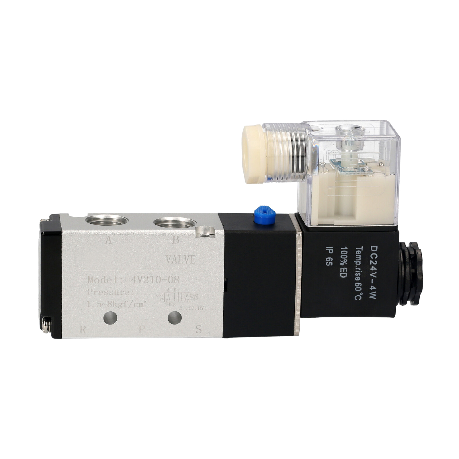 Pneumatic Air Control Solenoid Valve DC 24V PT1/4'' 5 Way 2 Position Internally Piloted Acting Type Single Electrical Control. 