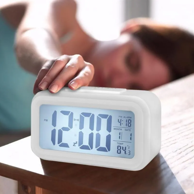 Alarm Clock [Dol-2108 9(FG): 54] (Electronic Clock Creativity Digital Clock Temperature Type LED Light Sensor Luminous Snooze). 