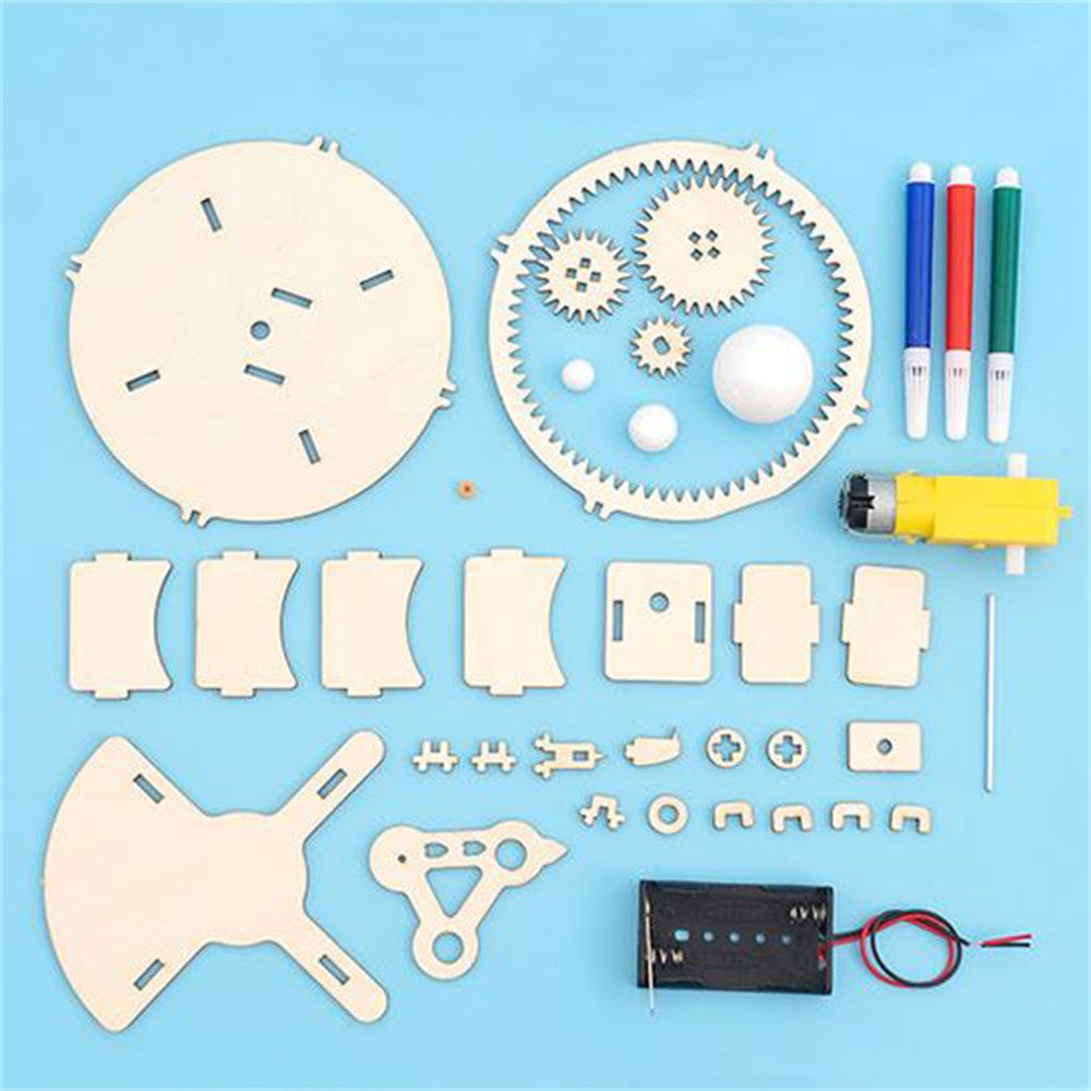 Creative DIY Electronic Kit Early Learning Inventions Fans Laboratory Equipment Brain-training Science Educational Function Principle Toys Solar System Model Electric Solar System Toys Technology Making Toys Sun Earth Moon Planet. 