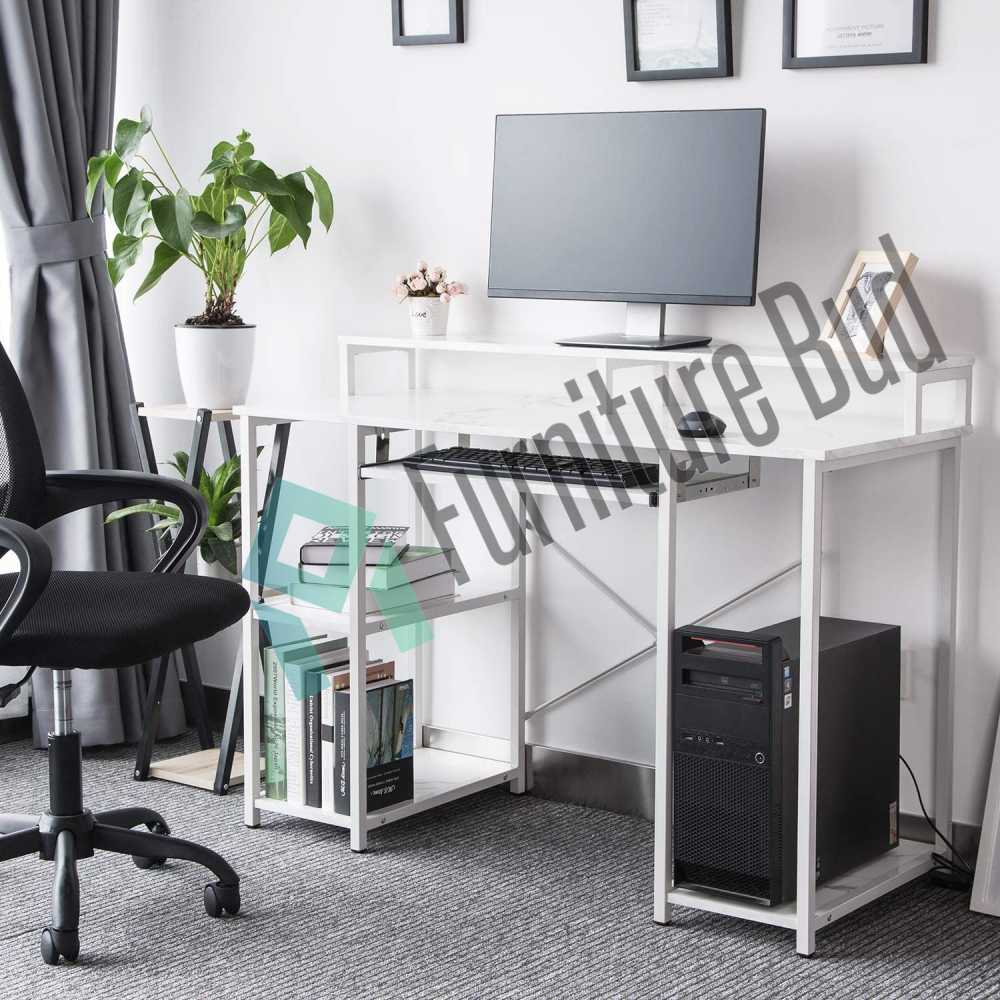 Computer Desk with Monitor Stand Storage Shelves Keyboard Tray - 48 ...