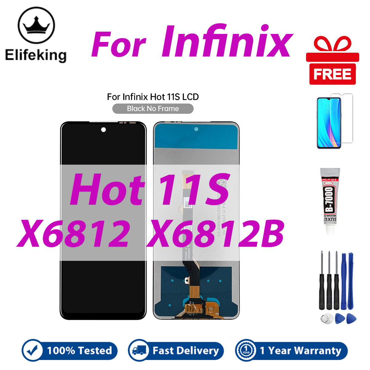 LCD No Frame For Infinix Hot 11s X6812 X6812B Display Touch Screen Digitizer Assembly Replacement Parts