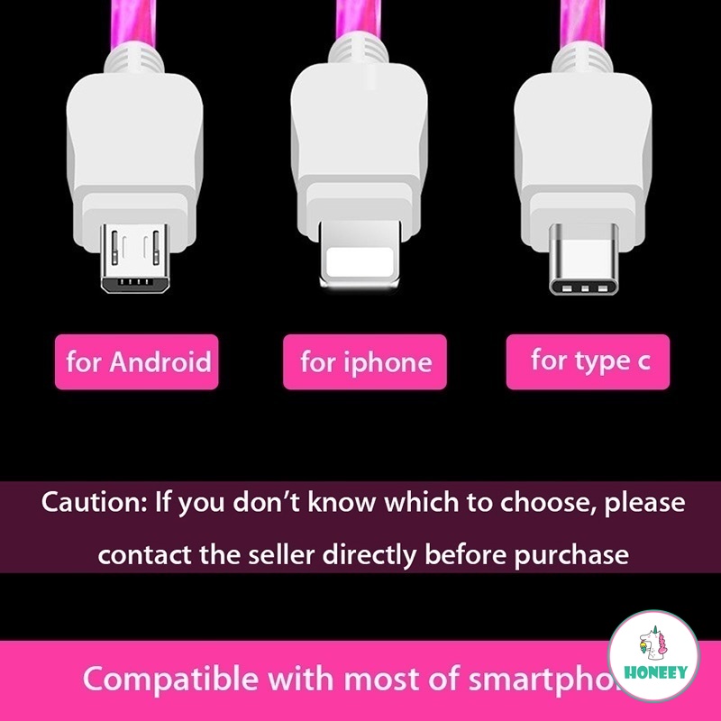 LED Luminous Glow Flowing USB Cable Data Line Micro IOS Type-c Charger Cable Andirod Charging Cable. 