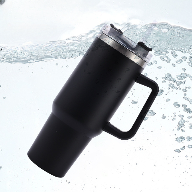 40oz Thermal Coffee Cup with Handle Straw Lid Portable Car Stainless Steel Insulation Water Bottle Large Capacity Travel Mug. 