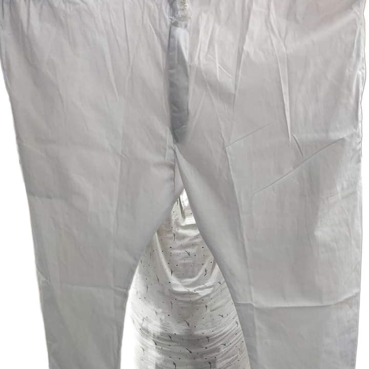 White Color Islamic Items Comfortable Solid Cotton Regular Fit Loose Pajama for Men. 