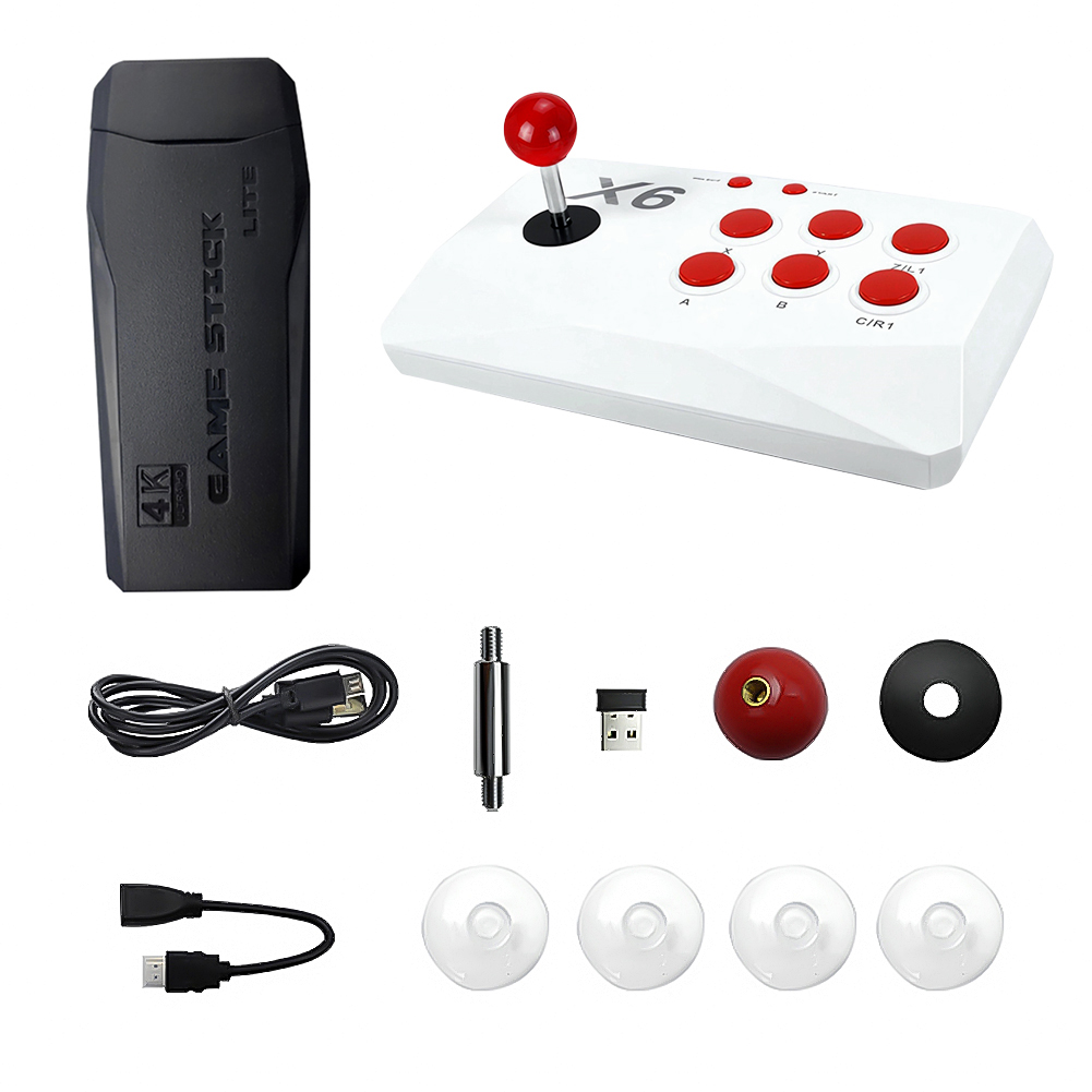 M8-X6 Video Wireless Game Console 4K TV Game Stick with Double Arcade Joystick 40000+ Games 32/64/128GB For MAME Sega PS1 Atari. 