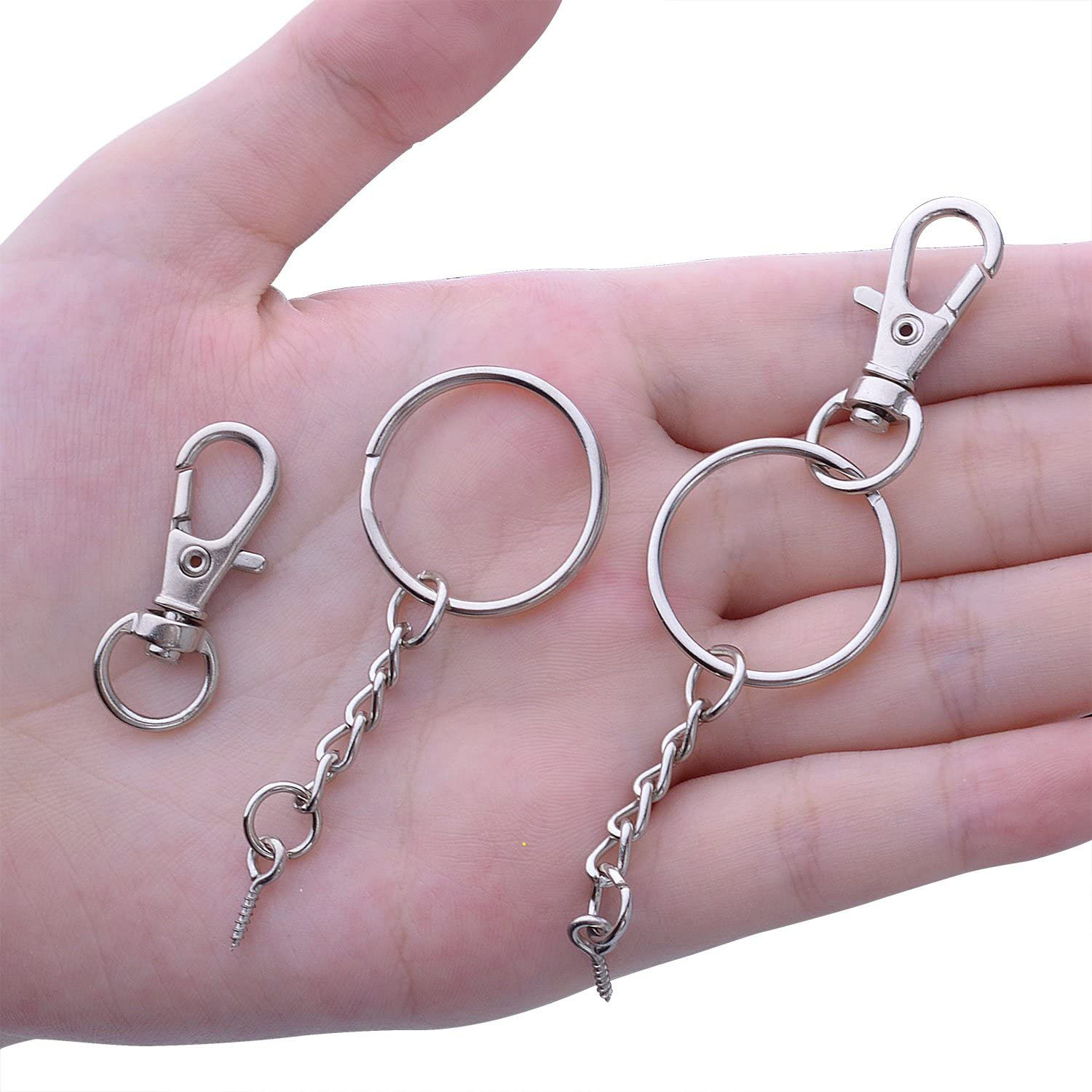 Snap Hook Lobster Claw Clasp-50 * Pieces Key Rings with chains ,open jump rings and screw eye pins
50 * swivel lobster clasps-. 