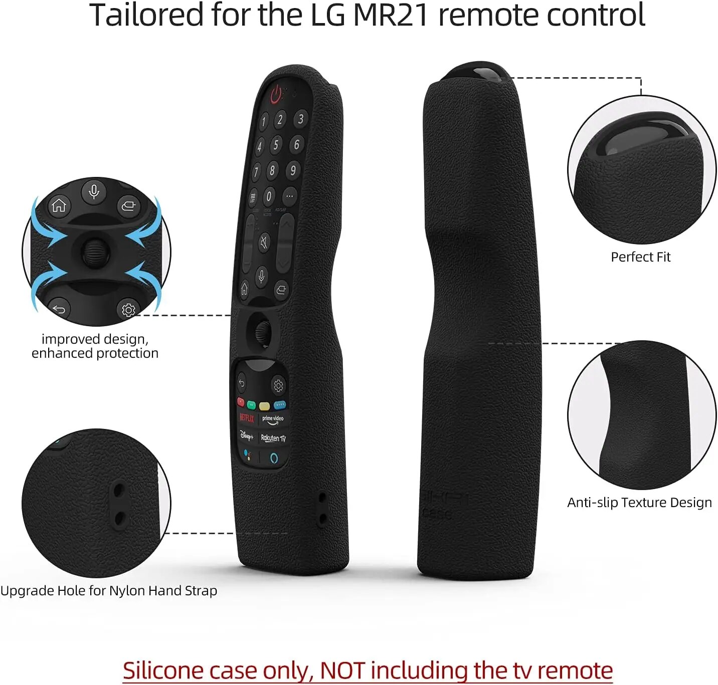 Silicone Remote Control Case for LG MR21GA MR21GC MR22GN MR22GA MR23GN,for LG QNED Smart TV Magic Remote Control Protective Case. 