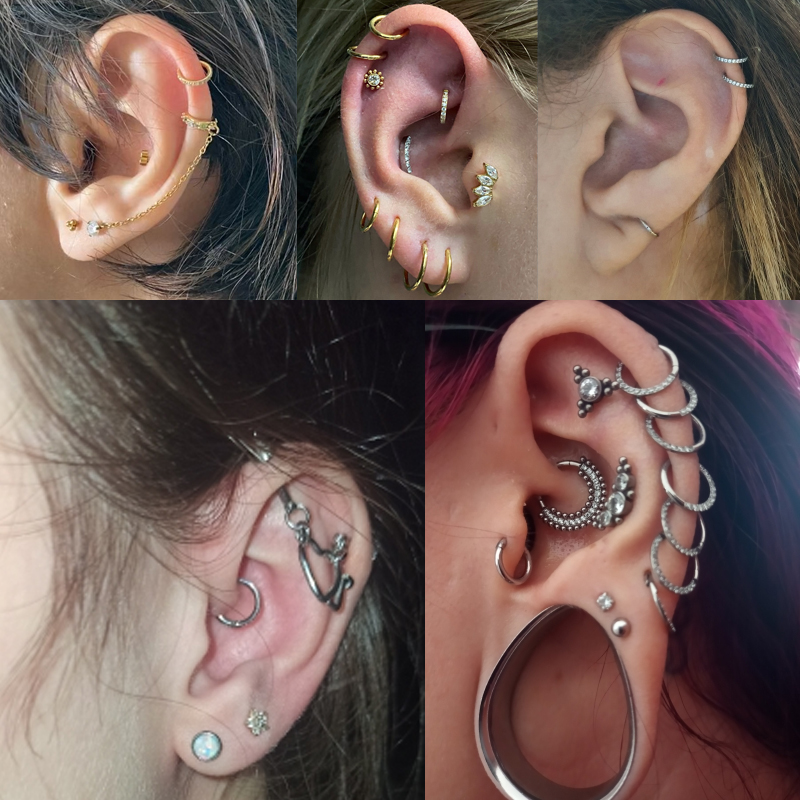 10Pc G23 Titanium High Quality Zircon Stone Hight Segment Rings Open Small Septum Piercing Nose Earrings Helix Body Piercings. 