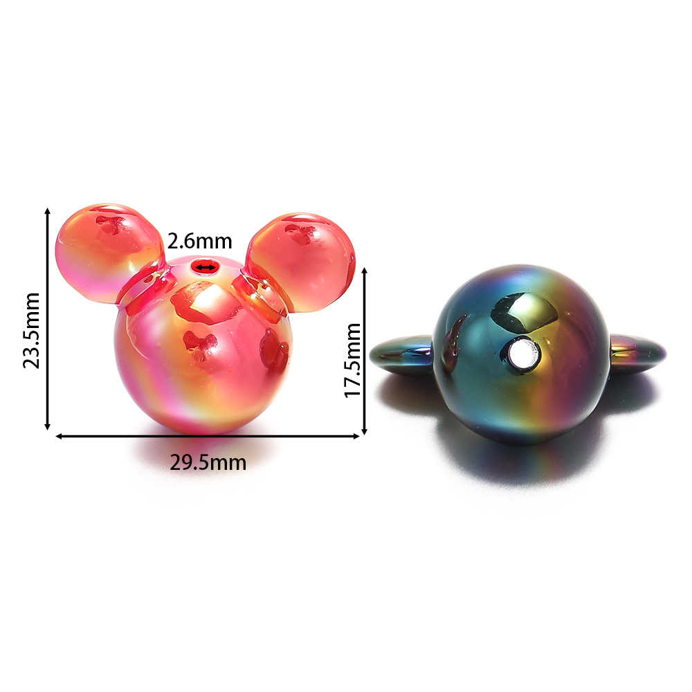 St.kunkka 2pcs 23.5x29.5mm Mickey Mouse Head Beads Acrylic UV Color-Plated Mickey Mouse Head Beads For DIY Beaded Bracelet. 