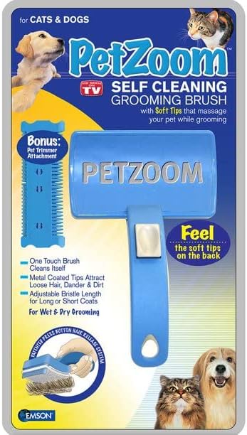 PetZoom Self Cleaning Painless Groom Brush For Dogs and Cats
