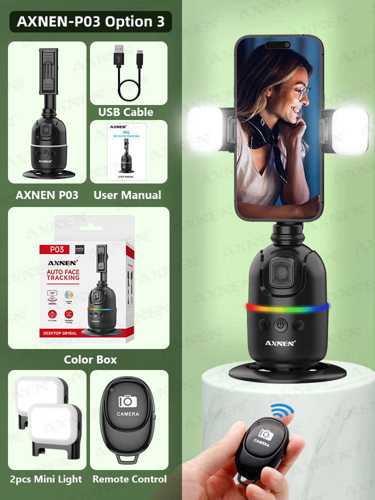 AI Face Tracking Gimbal Mobile Phone Stabilizer, 360 Auto Rotate Selfie Stand for Iphone 15 Pro Max Android, Optional Tripod. 