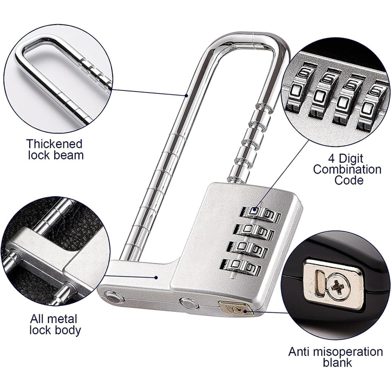 1 Piece Cabinet Lock Stainless Steel Gym Locker Lock Code Long Adjustable Shackle Lock For School,Gym Silver