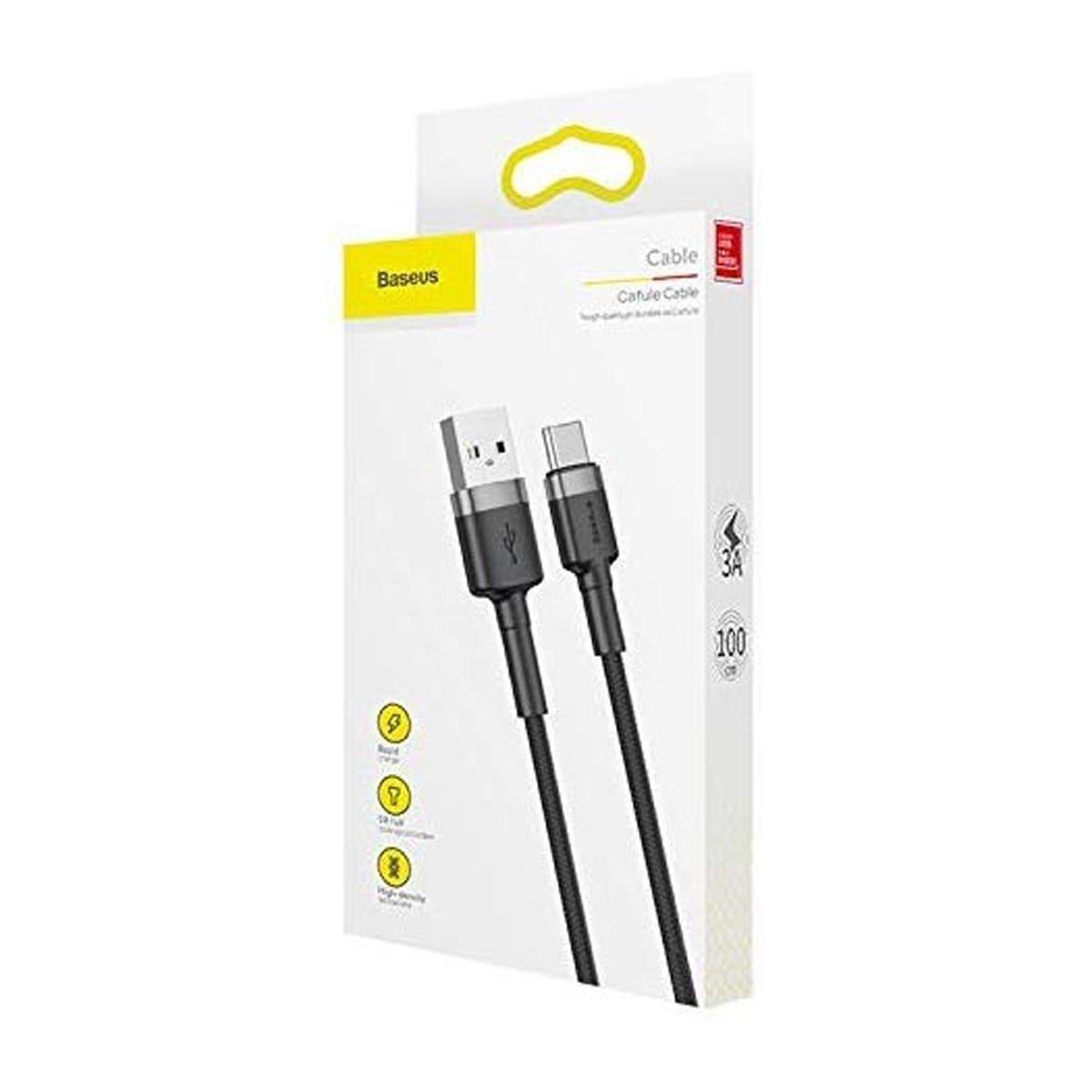 Baseus Cafule USB Data Cable For Type-C 3A 1M (CATKLF-BG1) – Gray & Black. 