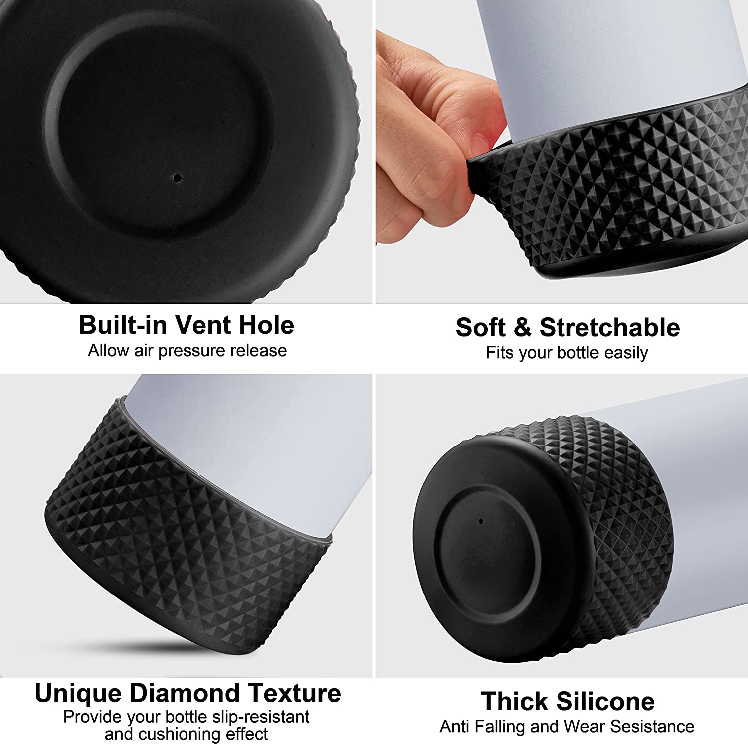 Newest Diamond Pattern Silicone Boot Case for 32oz&40oz Hydro Kleen Kanteen Aquaflask for hydro flask Kool Hydr8 Vacuum Flask Tumbler Aquaflask for hydro flask Accessories Diameter 9cm. 