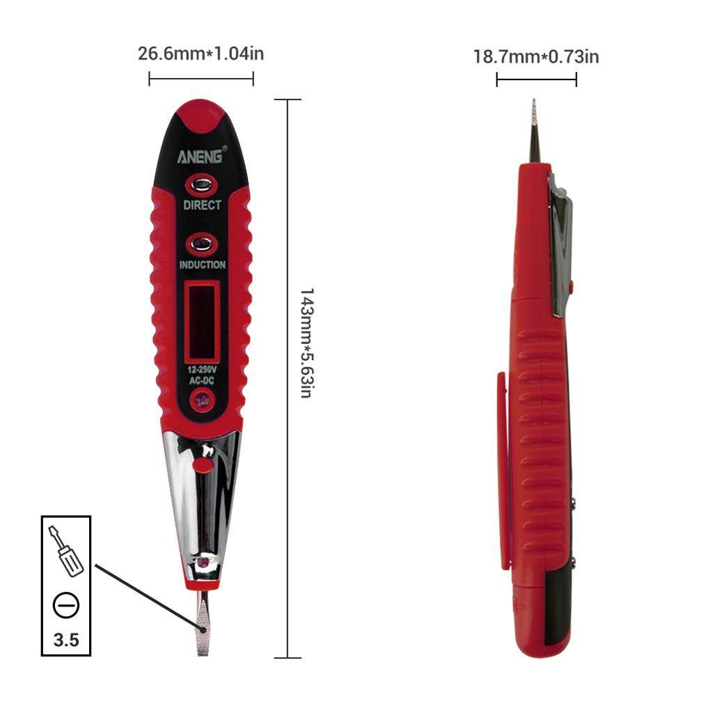 Digital Tester Pen AC/DC 12-250V LCD Display Electrical Accessories. 
