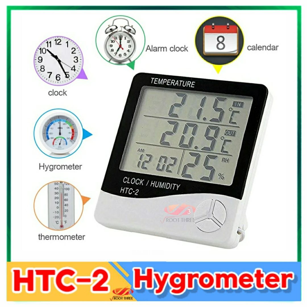 htc 2 digital temperature humidity meter home indoor outdoor hygrometer with clock replace htc 1 htc 2a w1209