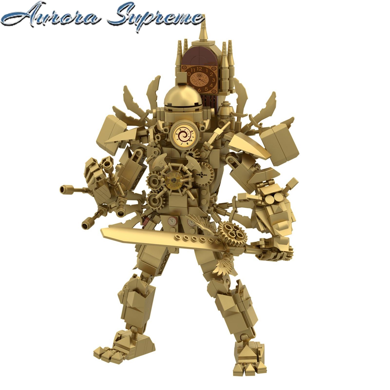 Super Clock Man Building Block Toy 550-piece Clockman Building Block Toy Model Fun Assembly Clockman Block Toy for Kids Birthday Gift Home Office Decor Smooth Edge Desktop Figurine Building Toy