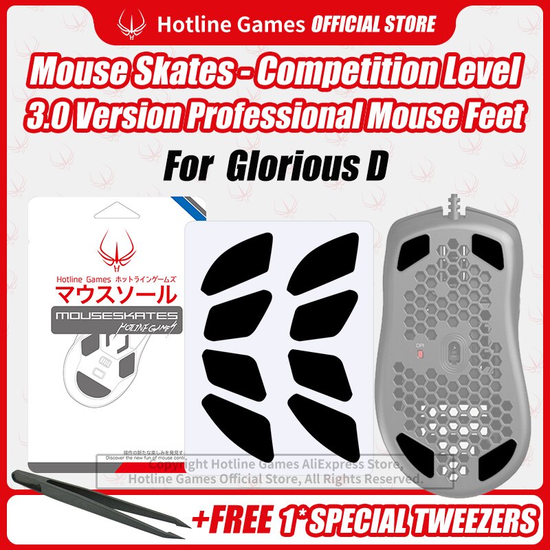 2sets Hotline Games 3.0 Mouse Skates Mouse Feet Replacement for Glorious Model D Gaming Mouse,Smooth,Durable,Glide Feet Pads