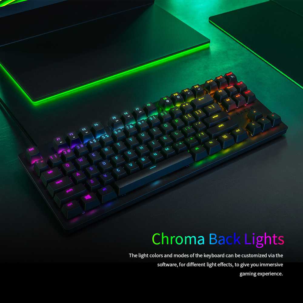 Razer Huntsman Tournament Edition Mechanical Keyboard Linear Optical Switch Gaming 87 Keys RGB Backlight Wired Keyboard Black. 