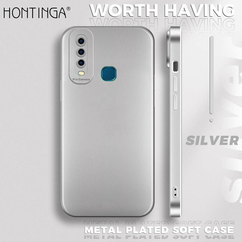 Hontinga for Vivo Y17 Y15 Y12 Back Cover Luxury Frosted Plating Thin Soft Silicone Mobile Phone Case