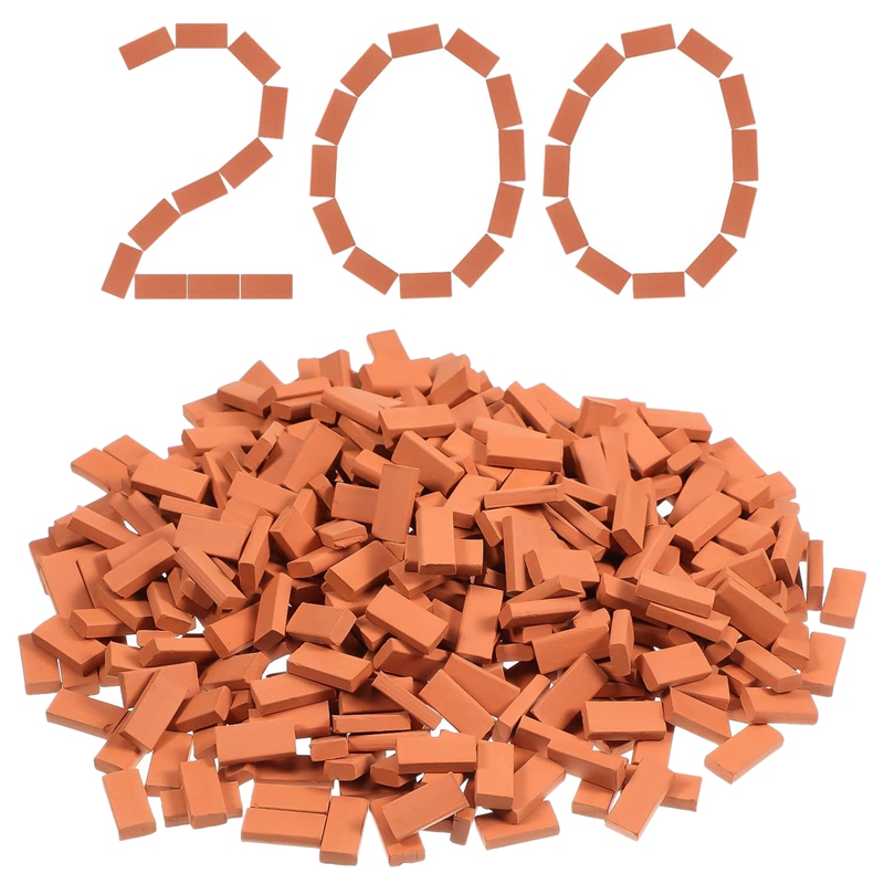 200 Pcs Mini Bricks for Landscaping Miniature Garden Parts,1/35 Scale