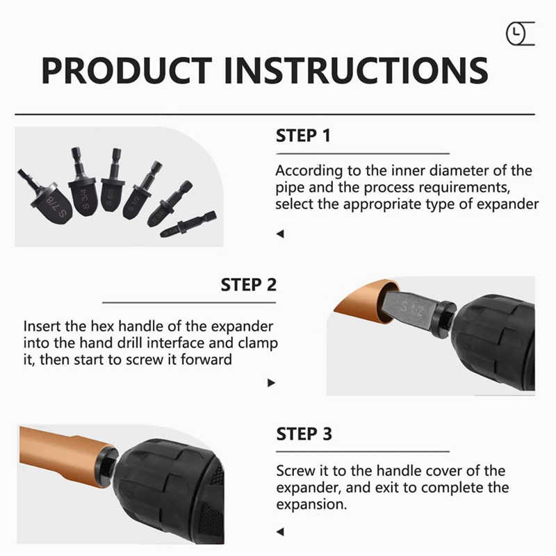 7Piece Black Steel Manual Copper Pipe Swaging Tool Drill Bit 6Pcs Pipe Expander Drill Bit 5 in 1 Air Conditioner Copper Pipe Expander. 