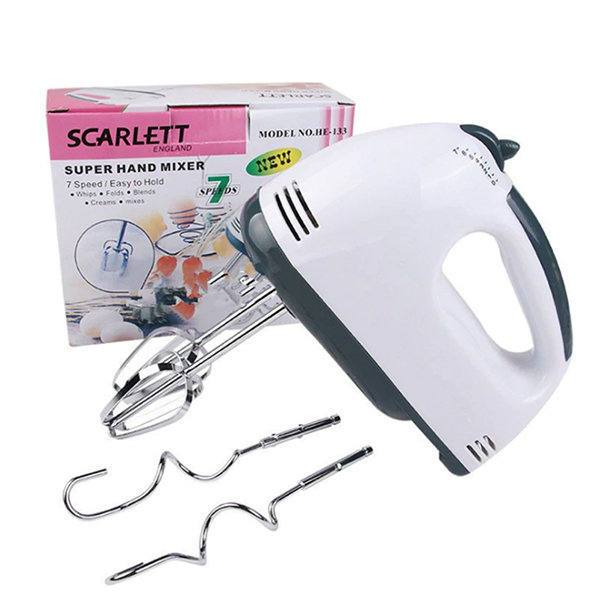 Scarlett Electric Egg Beater and Mixer 260W for Cake Cream White