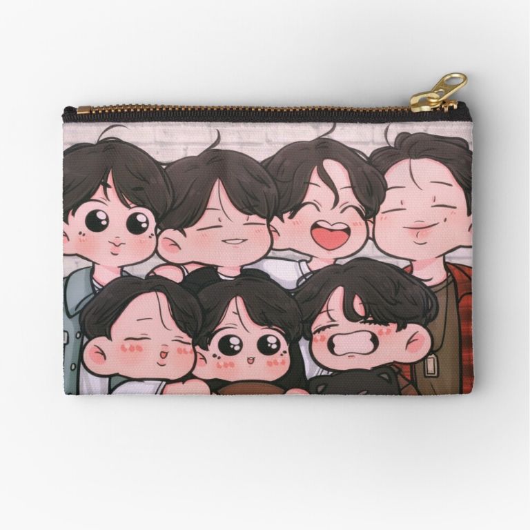 BTS Pouch for Women and Men Girl or Ladies and Children MultiUse design Bag Makeup Money Key Pencile Coin Office School Wallet and Cosmetics Bag Woman Bag with Cartoon Flower Colorful Design