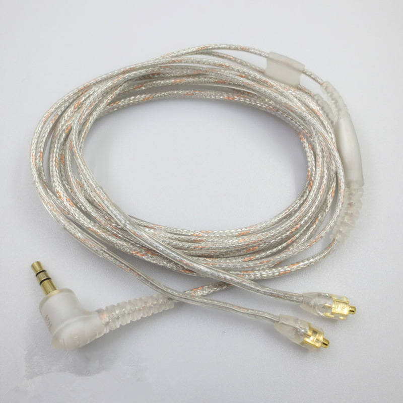 New microphone cable for Shure SE215 Earphone Replace Upgrade Silver Plated Cable for iPhone Android
