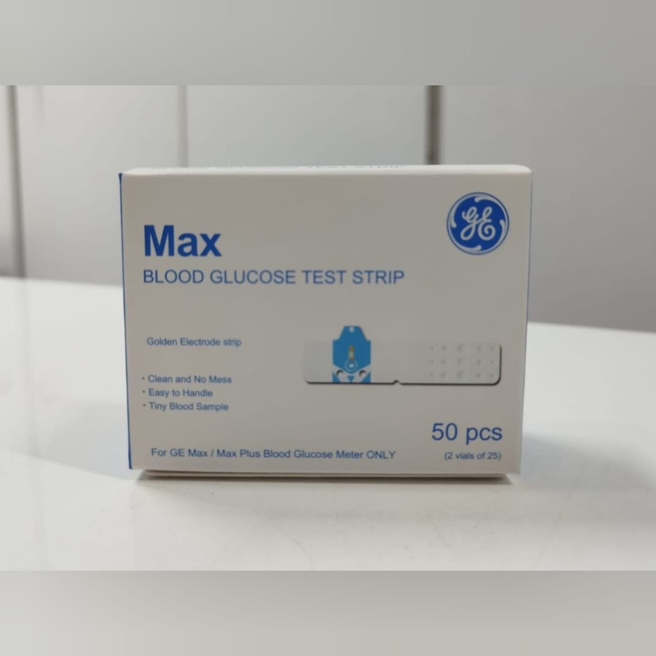 GE Max / Max Plus Blood Sugar Glucose Test Strip 50 Pcs (2 Vials of 25) Long Expiry by TRONZZ.com. 