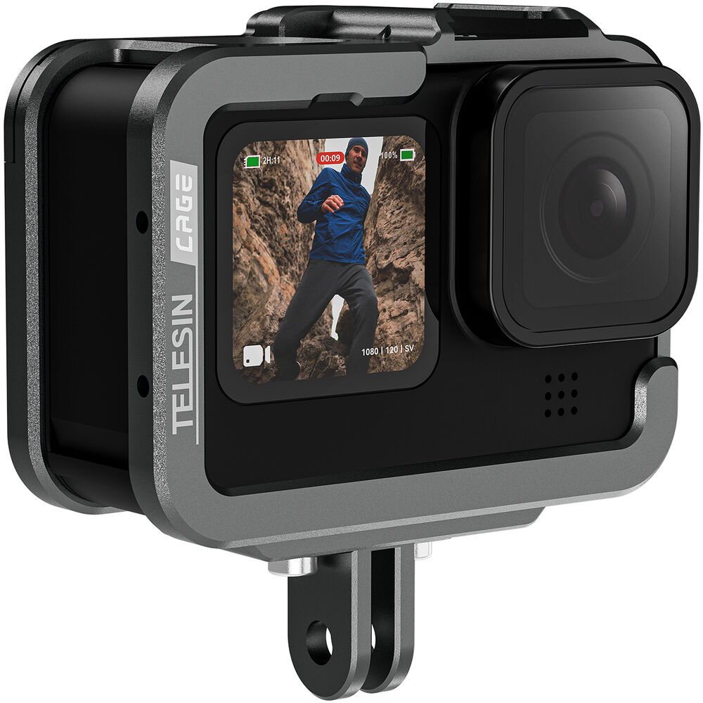 TELESIN GP-FMS-G11-TZ Aluminum Cage with Vertical Frame for GoPro HERO11/10/9. 