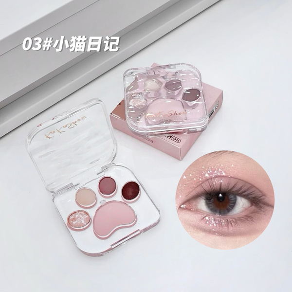 Kakashow cat claw eyeshadow palette pearlescent matte powdery and delicate Korean color silkworm blush all-in-one palette for beginners. 