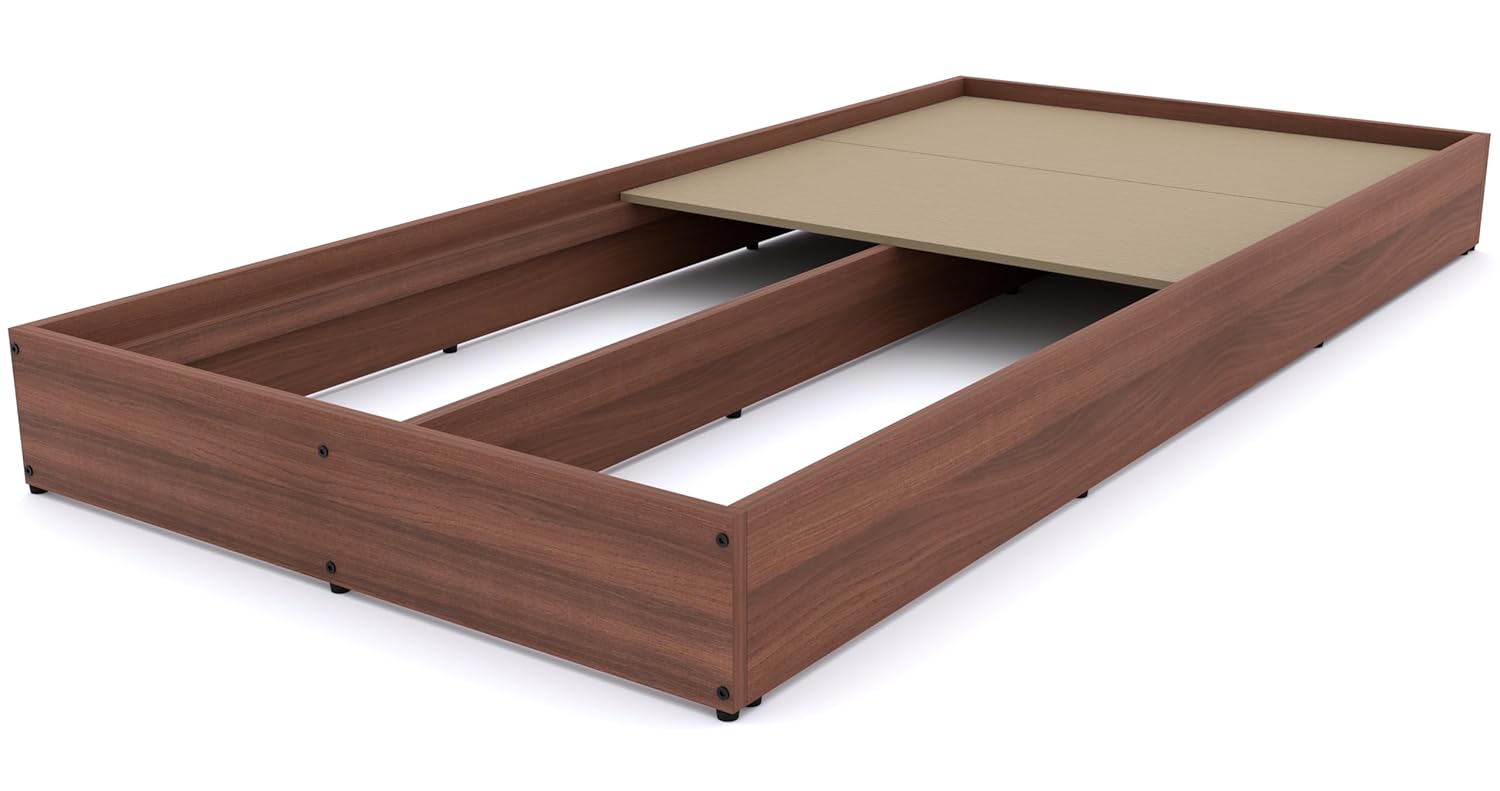 Nice Furniture Engineered Wood  Floor Bed/Cot/Diwan/Palang Storage for Living Room, Drawing Room & Bedroom |   Wooden Single & Double Floor Bed, Walnut Finish. 