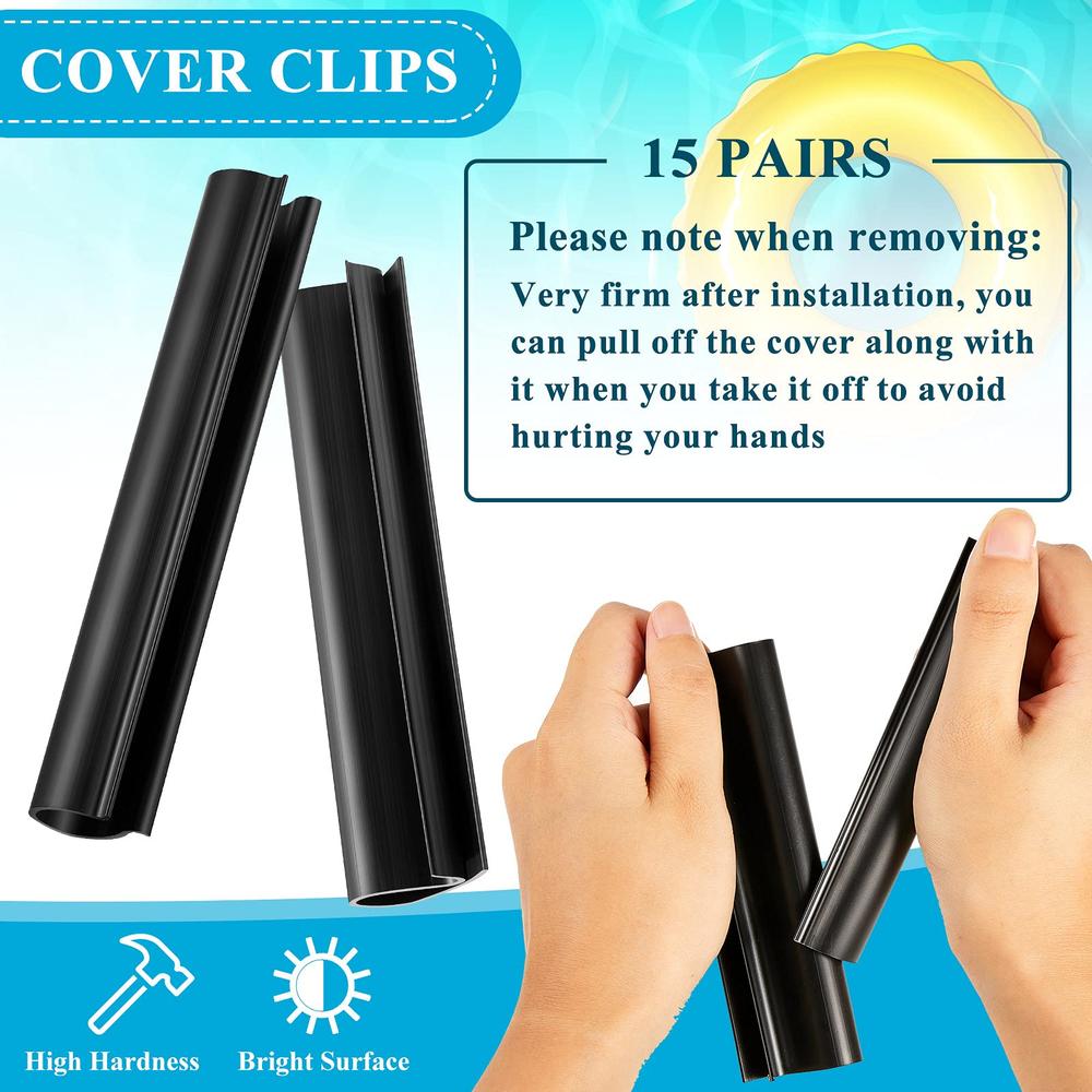 24 Pack Winter Pool Cover Clips for Above Ground Pools- 2 Shapes Pool Clips Pool Cover Clamps 4.7 inch Pool Wind Guard Clips Pool Black Securing Cover Clip for Swimming Pool with Metal Railing. 