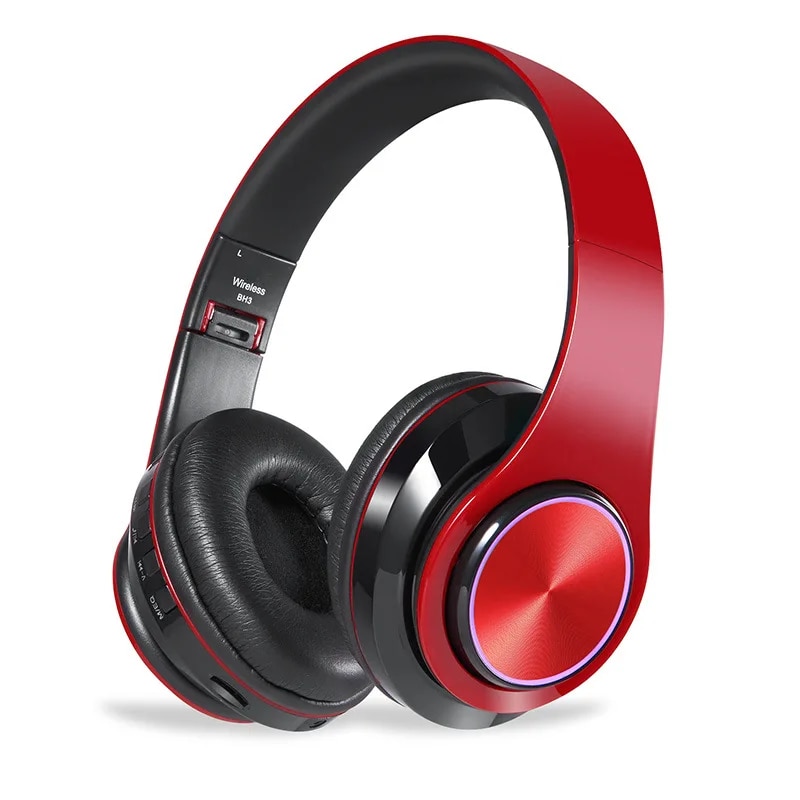Tourya Wireless Headphones Bluetooth Headphone 7 Colors Glowing LED Headset With MIC Support TF Card For Phone PC MP3 Player