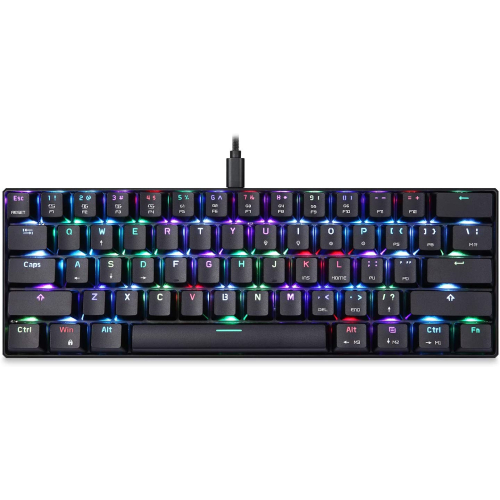 MOTOSPEED CK61 RGB Mechanical Gaming Keyboard OUTMU Blue Switches Keyboard 61 Keys Anti-ghosting with Backlight for Gaming Black plug and play with computer or xbox or console. 